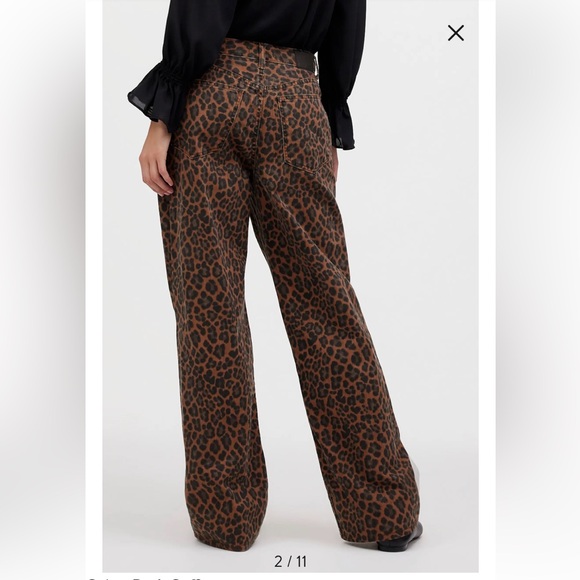 Madewell Leopard Print Low Slung Baggy Jeans in Dark Coffee - Picture 2 of 11
